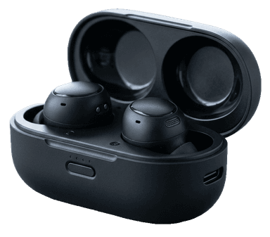 Kabellose In-Ear-Kopfhörer in geöffnetem Ladecase