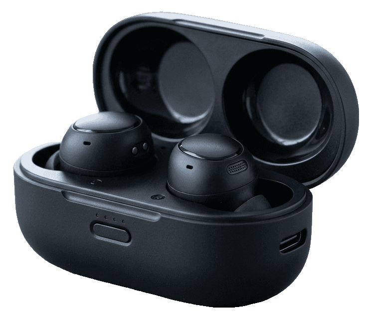 Kabellose In-Ear-Kopfhörer in geöffnetem Ladecase