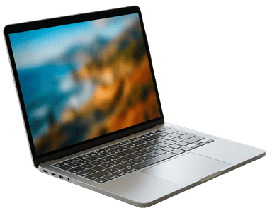 Schlankes silbernes Laptop mit hellem Display