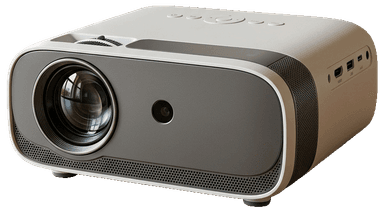 Kompakter Heimkino-Projektor in heller Ausführung