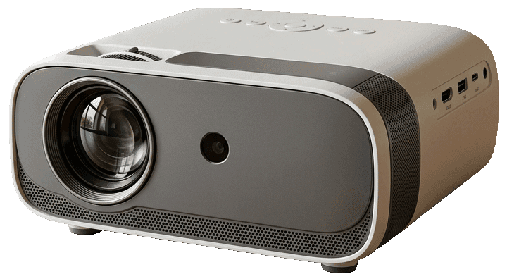 Kompakter Heimkino-Projektor in heller Ausführung