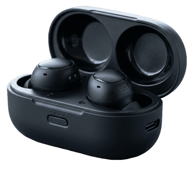 Kabellose In-Ear-Kopfhörer in geöffnetem Ladecase