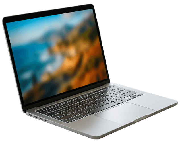 Schlankes silbernes Laptop mit hellem Display